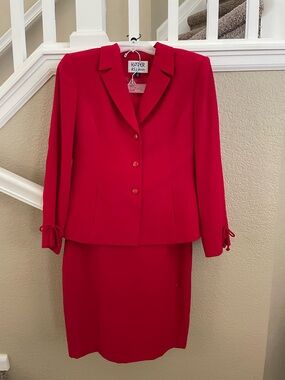 Kasper Asl Red Skirt Suit Set